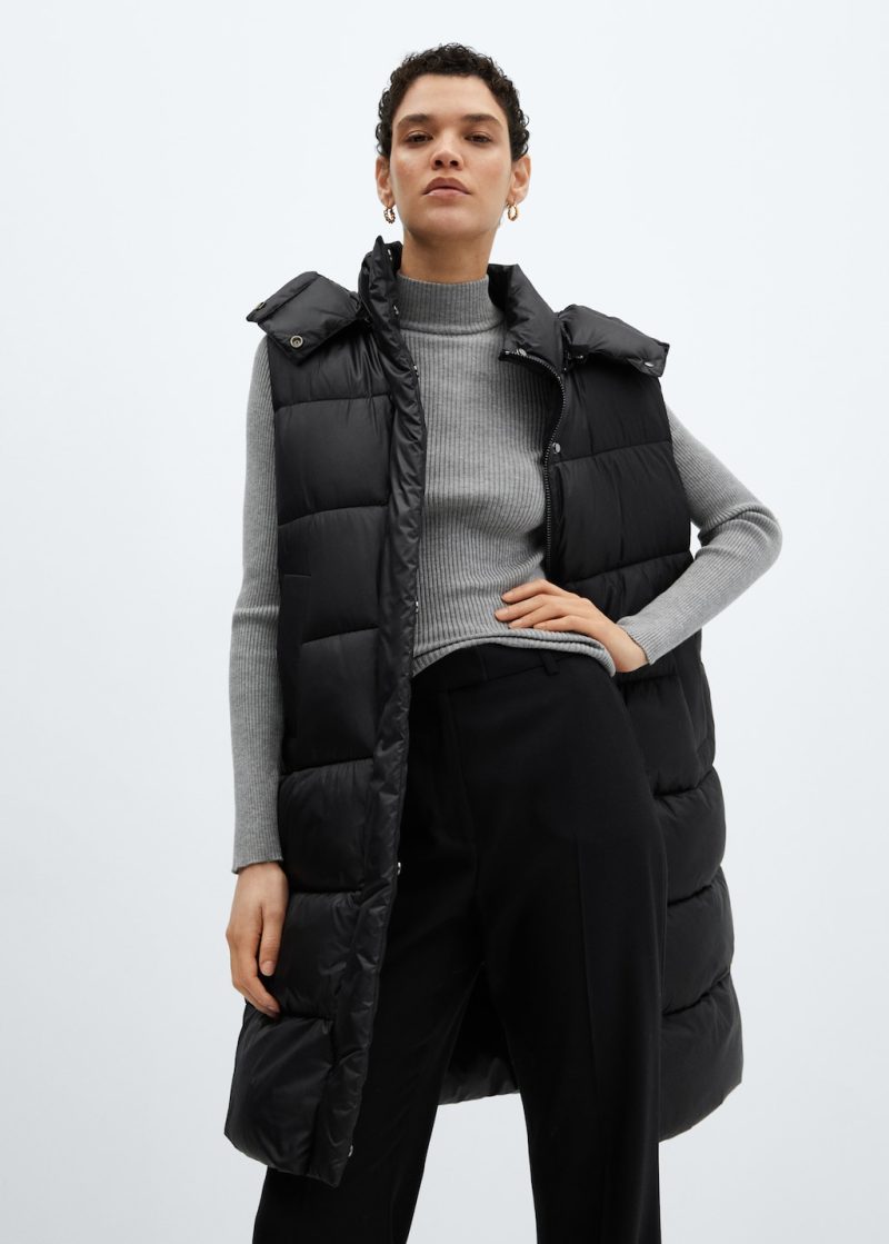 Quilted vest with hood