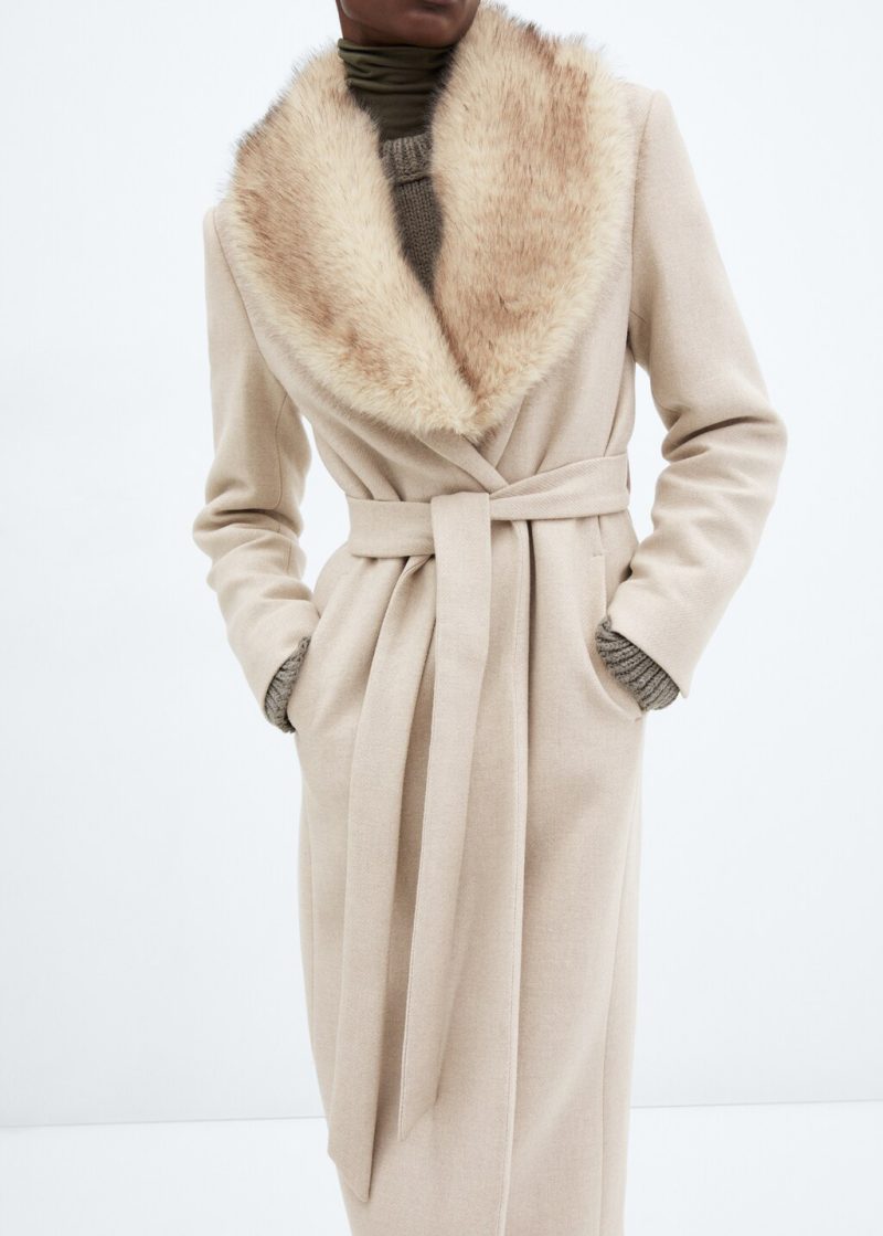 Manteco wool coat with detachable fur collar - Image 6