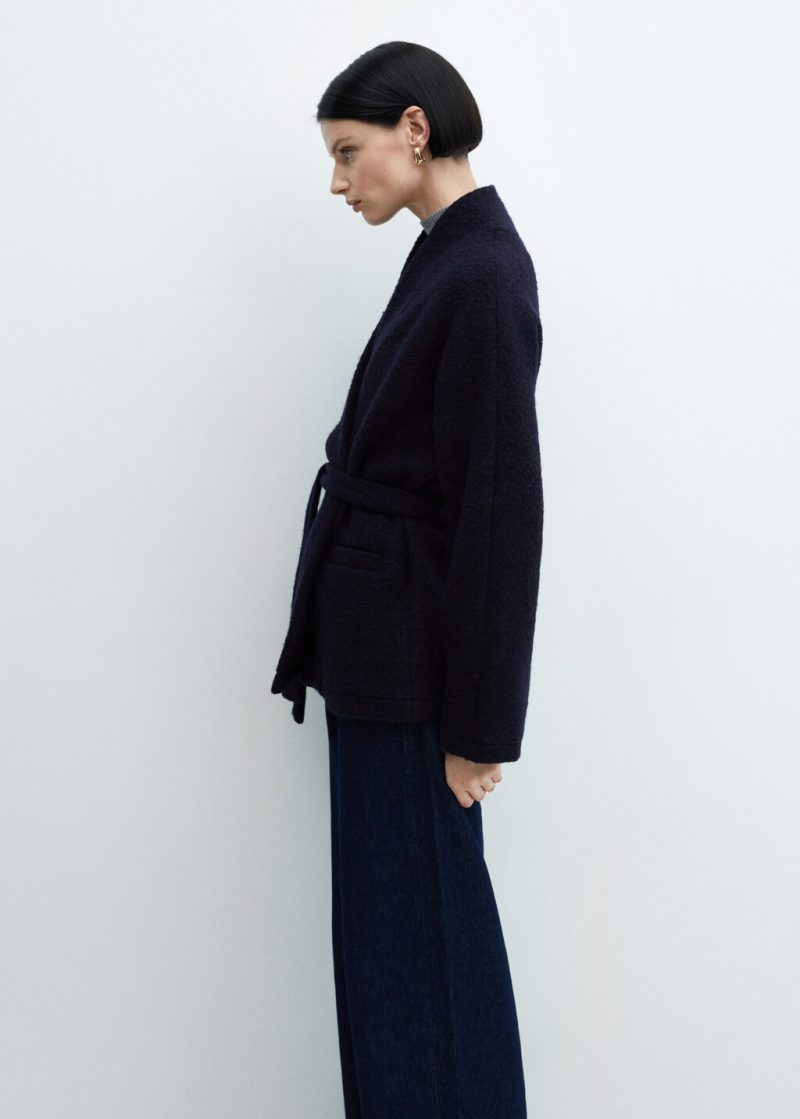 Wool-blend jacket with belt - Image 4