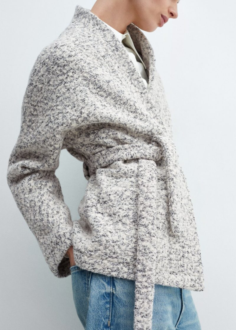 Wool-blend jacket with belt - Image 4