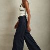 Dark Blue Luca Belted Wide Leg Jeans
