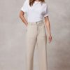 Mint Velvet Cream Beige Cropped Wide Jeans