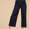 Rinse Blue Double Button Cropped Wide Leg Jeans - Image 2