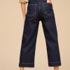 Rinse Blue Double Button Cropped Wide Leg Jeans - Image 3