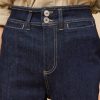 Rinse Blue Double Button Cropped Wide Leg Jeans - Image 4